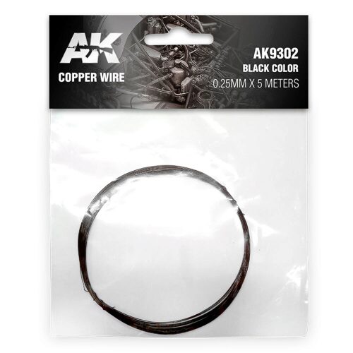 AK Interactive AK9302 Copper Wire 0.25mm x 5 meters BLACK COLOR