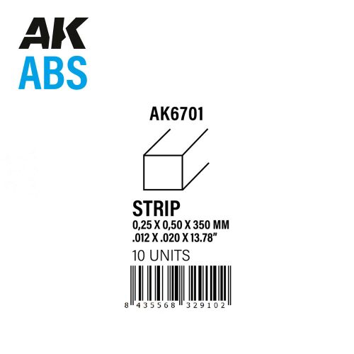 AK Interactive AK6701 Strips 0.25 x 0.50 x 350mm - ABS STRIP