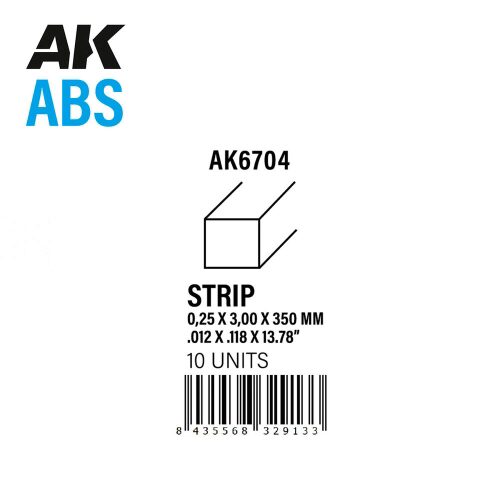 AK Interactive AK6704 Strips 0.25 x 3.00 x 350mm - ABS STRIP