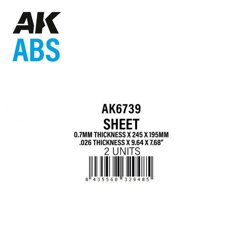 AK Interactive AK6739 0.7mm thickness x 245 x 195mm - ABS SHEET