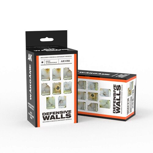 AK Interactive AK1356 DEFENSIVE WALLS SET WARGAME (RESIN 30-35MM)