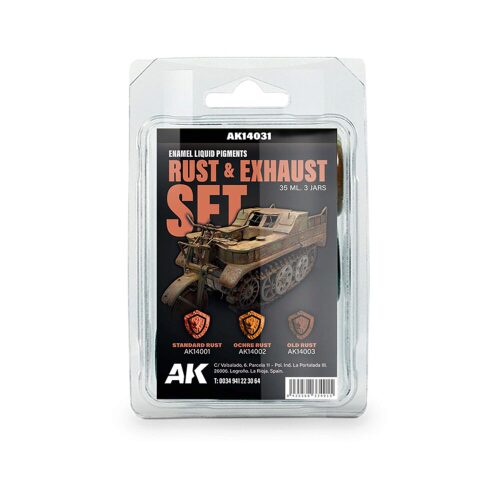 AK Interactive AK14031 RUST & EXHAUST SET - Liquid Pigment