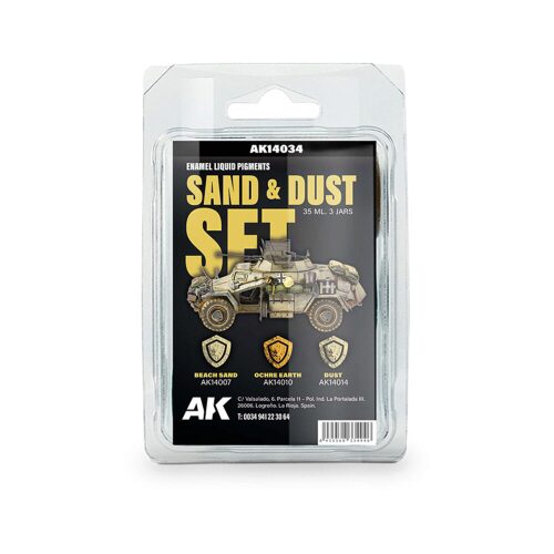 AK Interactive AK14034 SAND & DUST SET - Liquid Pigment  (3 ref)