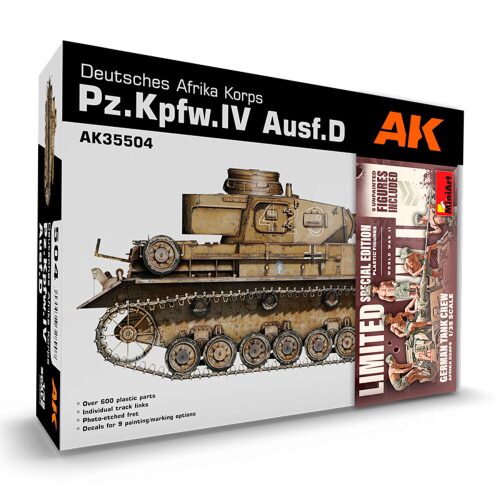 AK Interactive AK35504-B PZ.KPFW.IV AUSF.D AFRIKA KORPS +5 FIGURES GERMAN TANK CREW AFRIKA KORPS 1/35