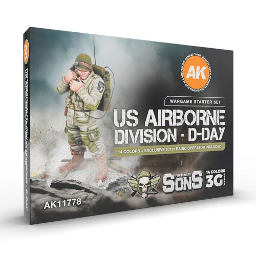 AK Interactive AK11778 US AIRBORNE DIVISION D-DAY. Wargame Starter SET.          14 COLORS & 1 FIGURE (EXCLUSIVE 101ST RADIO OPERATOR)