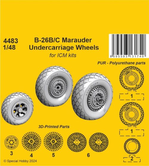 CMK 129-4483 B-26B/C Marauder Undercarriage Wheels  / for ICM kit