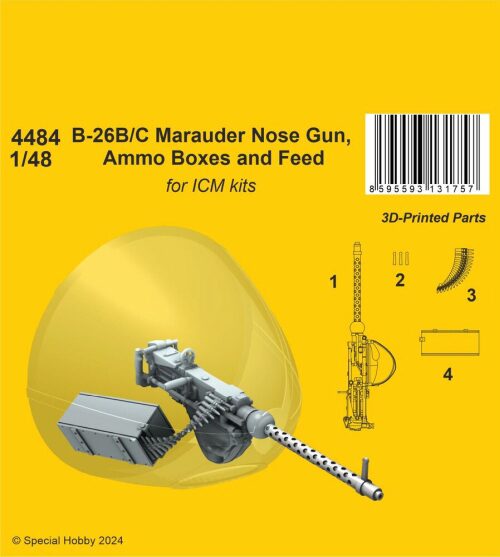 CMK 129-4484 B-26B/C Marauder Nose Gun, Ammo Boxes and Feed / for ICM kit