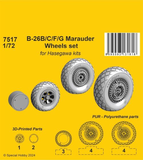 CMK 129-7517 B-26B/C/F/G Marauder Wheels set / for Haseg. and Edu  kits