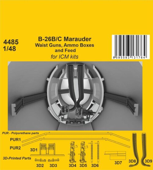 CMK 129-4485 B-26B/C Marauder Waist Guns, Ammo Boxes and Feed  /  for ICM kit