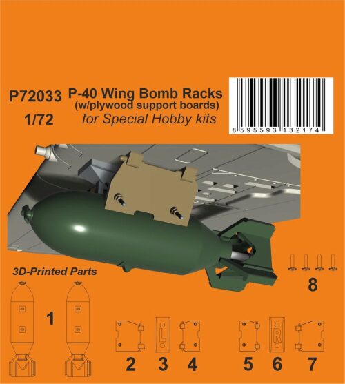 CMK 129-P72033 P-40 Wing Bomb Racks (w/plywood support boards)