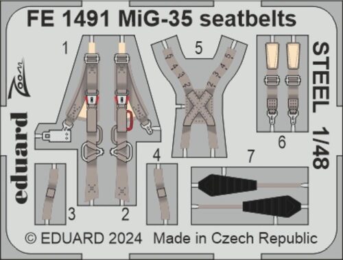 Eduard Accessories FE1491 MiG-35 seatbelts STEEL  HOBBY BOSS