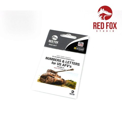 Red Fox Studio RFSQS-35017 3D Resin Foundry Numeral & Letters for US AFV’s vol.01