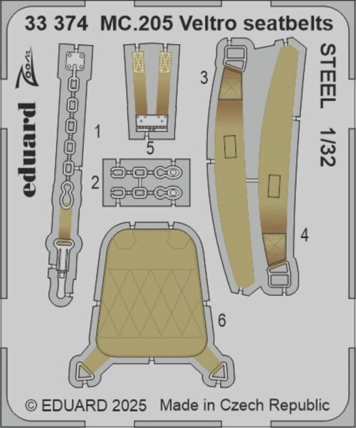 Eduard Accessories 33374 MC.205 Veltro seatbelts STEEL  ITALERI