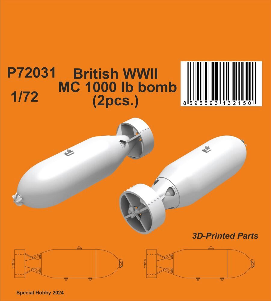 CMK 129-P72031 British WWII MC 1000lb bomb Mk.I (2pcs.)