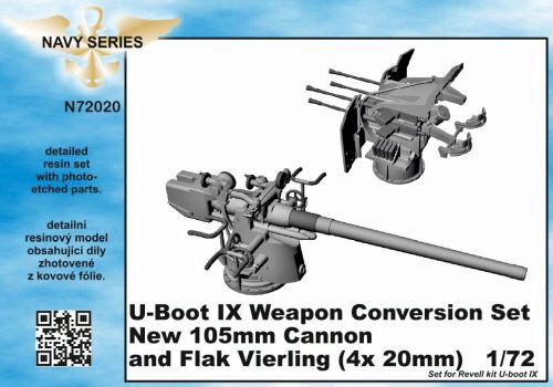 CMK N72020 U-Boot IX Weapon Conversion set-new105mm cannon a.Flak Vierling f.Revell kit