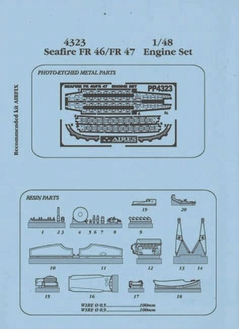 Aires 4323 Seafire FR 46/FR 47 Motor Set für Airfix-Bausatz