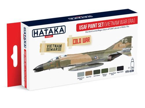 Hataka AS09 Airbrush Farbset (6 pcs) USAF Paint Set (Vietnam war-era)