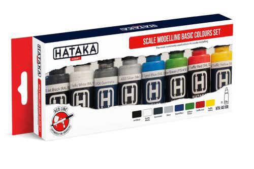 Hataka AS100 Airbrush Farbset (8 pcs) Scale modelling basic colours set