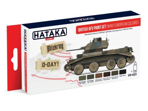 Hataka AS22 Airbrush Farbset (6 pcs) British AFV paint set (WW2 European colours)