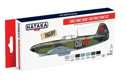 Hataka AS33 Airbrush Farbset (8 pcs) Early WW2 Soviet Air Force Paint Set