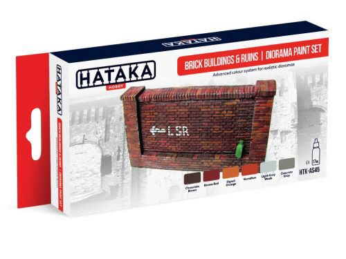Hataka AS45 Airbrush Farbset (6 pcs) Brick buildings & ruins  diorama paint set