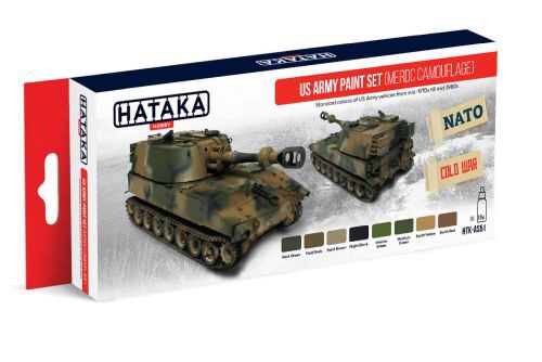Hataka AS51 Airbrush Farbset (8 pcs) US Army paint set (MERDC camouflage)