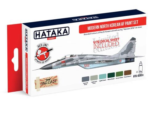 Hataka AS93d Airbrush Farbset (6 pcs) Modern North Korean AF paint set with decals