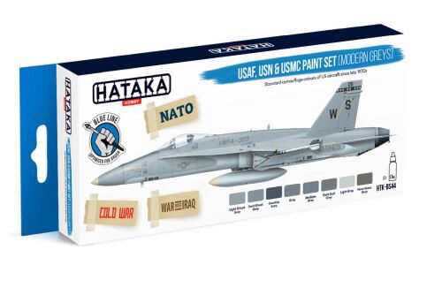 Hataka BS44 Enamel Farbset Set (8 pcs) USAF, USN & USMC paint set (modern greys)
