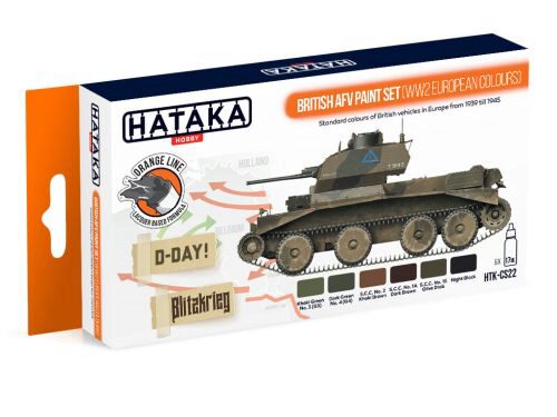 Hataka CS22 Acryl Farbset 6 pcs) British AFV paint set (WW2 European colours)