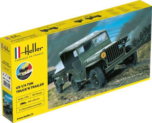 Heller 57105 STARTER KIT US 1/4 Ton Truck n Trailer