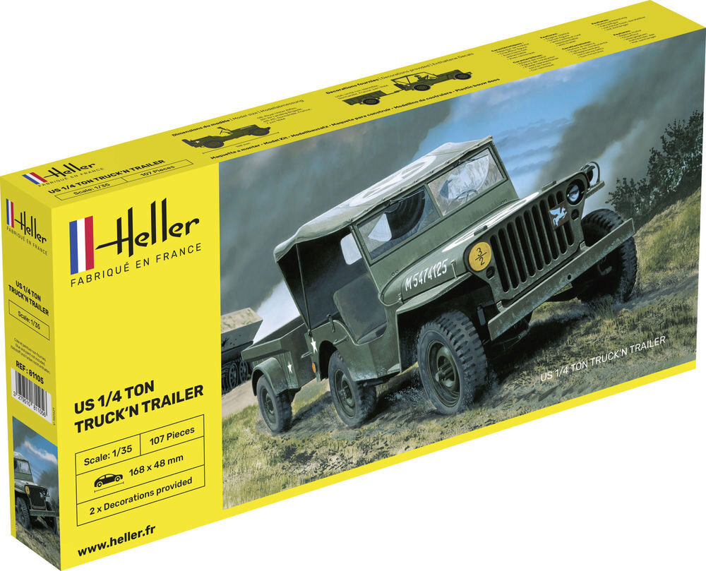 Heller 81105 Jeep Willis & Trailer