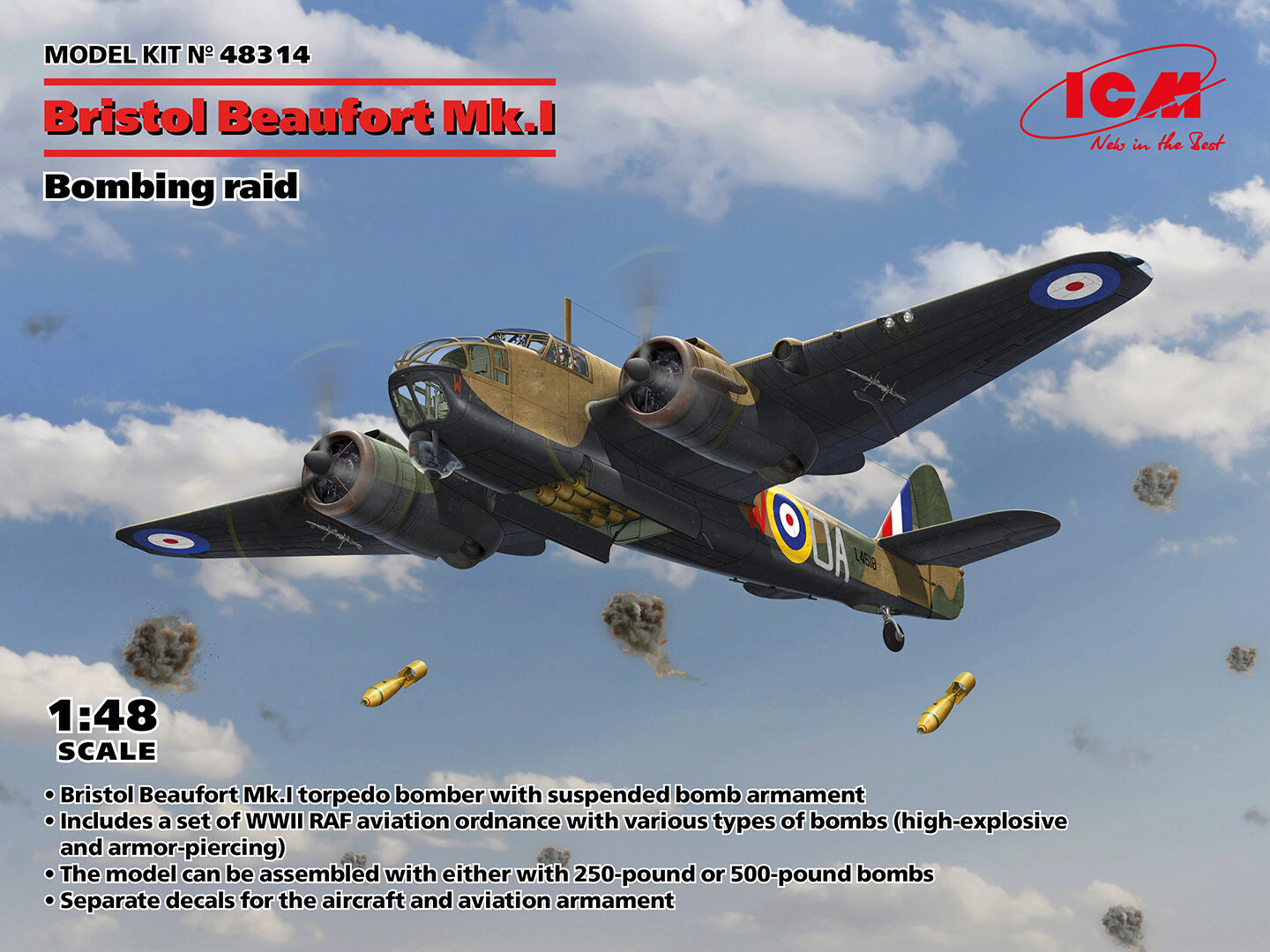 ICM 48314 Bristol Beaufort Mk.I. Bombing raid