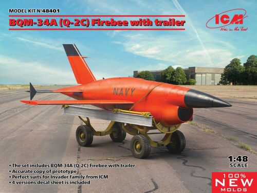 ICM 48401 BQM-34A (Q-2C) Firebee with trailer (1 airplane and trailer)