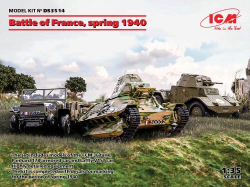 ICM DS3514 Battle of France, spring 1940 (Panhard 178 AMD-35,FCM 36,Laffly V15T)