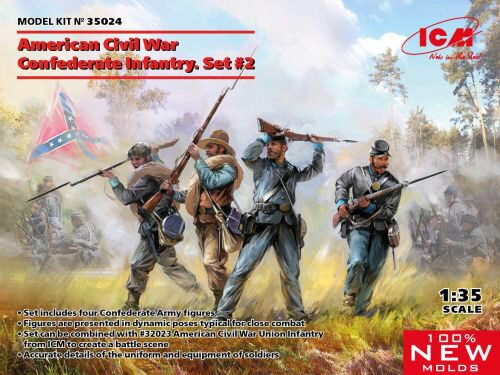 ICM 35024 American Civil War Confederate Infantry.Set #2 (100% new molds)