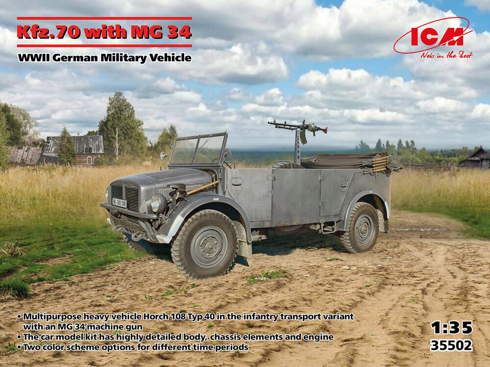 ICM 35502 Kfz.70 with MG 34, WWII German Military Vehicle