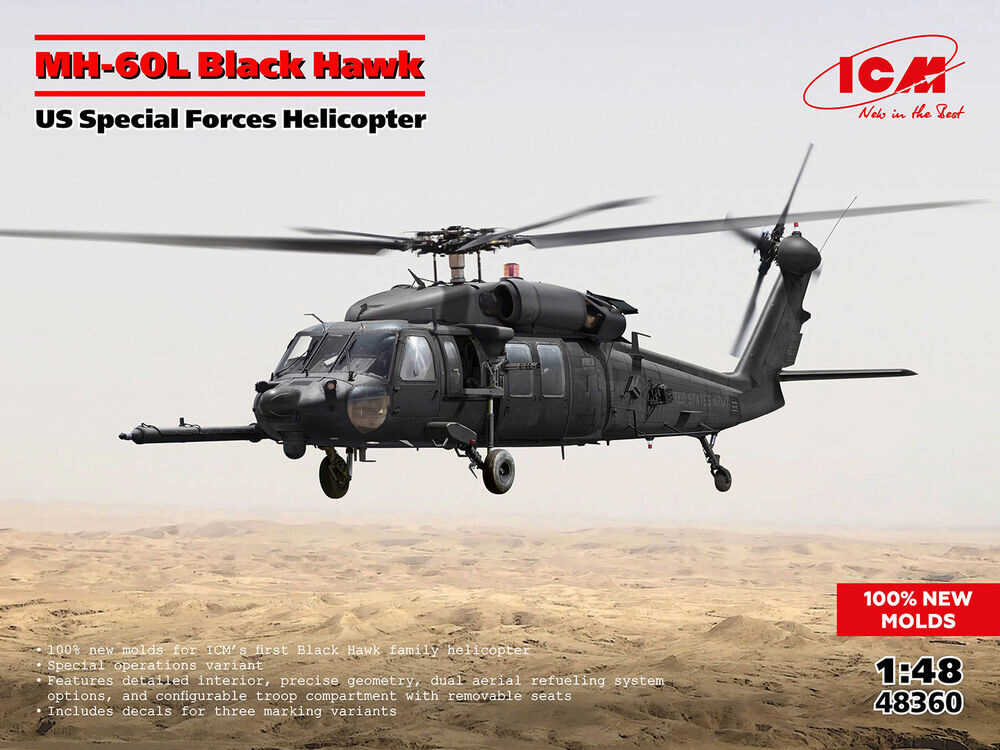 ICM 48360 MH-60L Black Hawk, US Special Forces Helicopter (100% new molds)