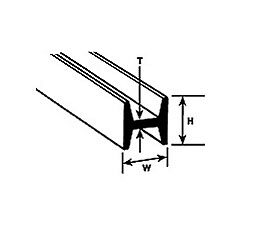 Plastruct 190547 HFS-10 H-Profil 7,9x7,9x375mm 5 Stück