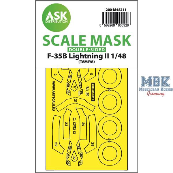 Artscale ASK200-M48211 F-35B Lightning II double-sided mask (Tamiya)