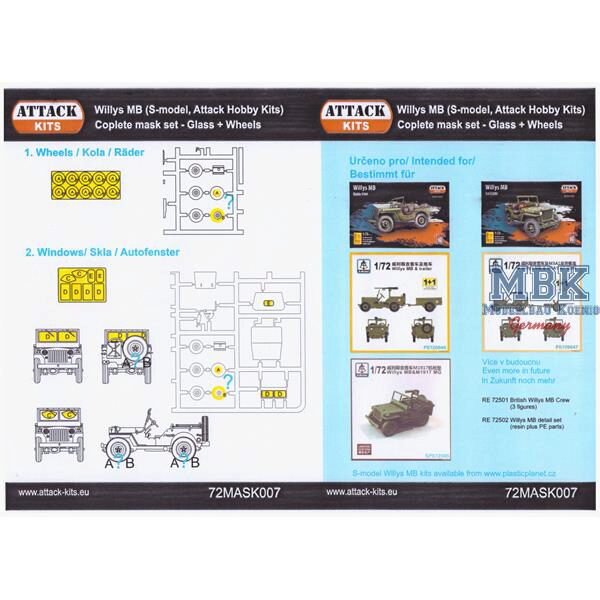 ATTACK ATT72Mask007 Lackierschablone Willys MB complete mask