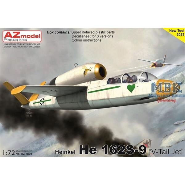 AZ Models AZM7839 Heinkel He 162S-9  V-Tail Jet 