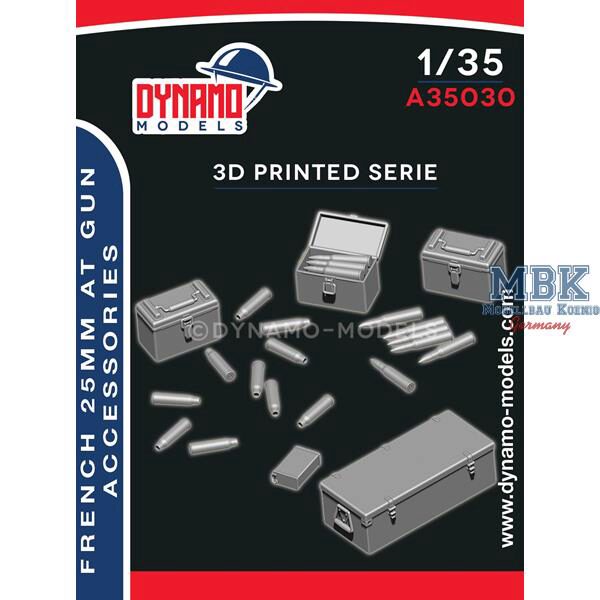 Dynamo Models DYM-A35030 French 25mm Anti-Tank gun Ammunition a.Accessories