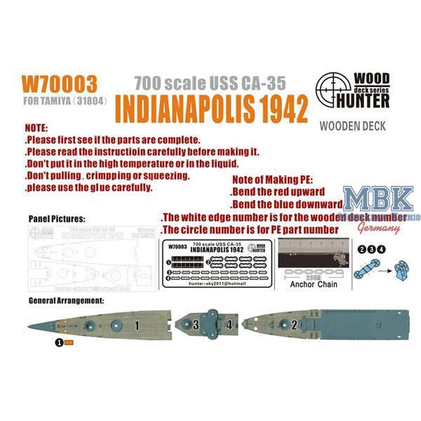 FLYHAWK FHW70003 WWII USS Indianapolis CA-35 1942