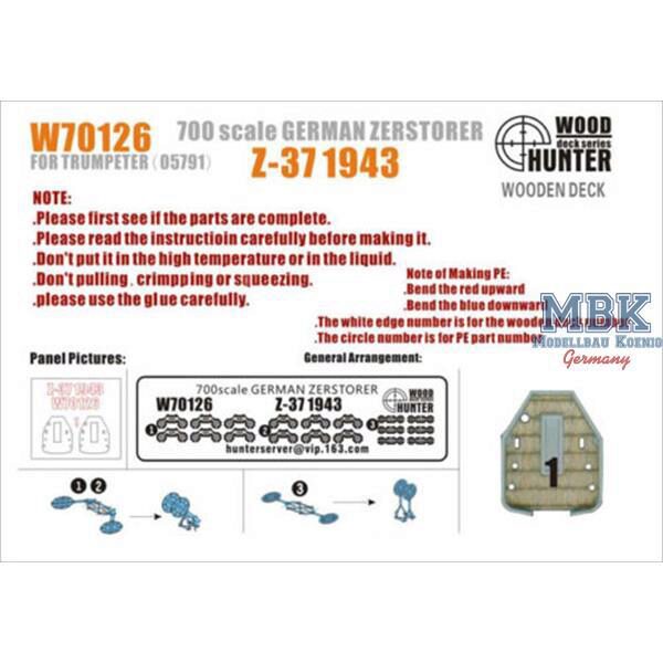 FLYHAWK FHW70126 Zerstörer Z-43 Wooden Deck (Trumpeter 05791)