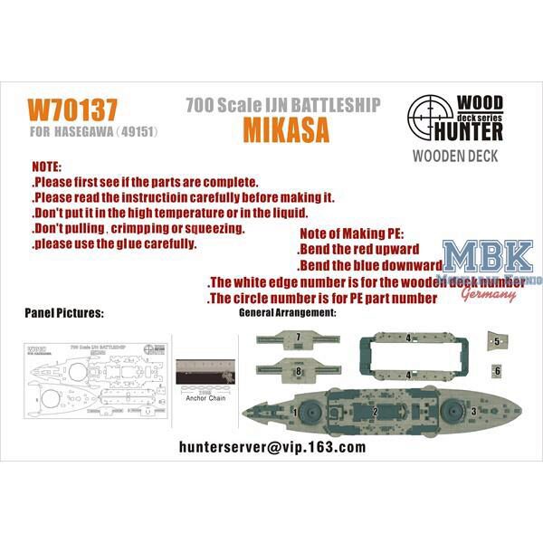 FLYHAWK FHW70137 IJN Mikasa Wooden Deck (Hasegawa 49151)