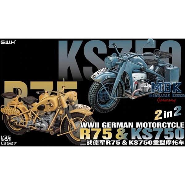 GREAT WALL HOBBY GWH-L3527 WWII German Motorcycle BMW R75 & Zündapp KS750