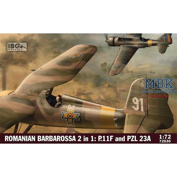 IBG-Modellbau IBG72530 Romanian Barbarossa 2in1: Rom. PZL23A & PZL P.11F
