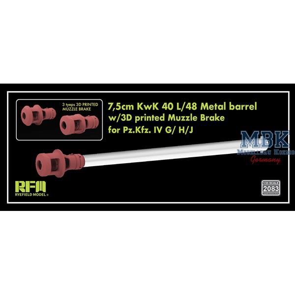 RYE FIELD MODEL RFM2083 Upgrade set 7,5 cm KwK 40 L/48 metal barrel w/3D