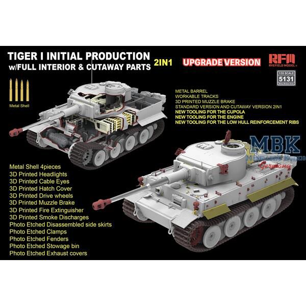 RYE FIELD MODEL RFM5131 Tiger I initial prod. interior-cutaway (UPGRADE)