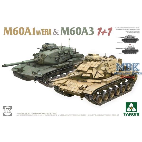 TAKOM MODEL 5022 2 kits Combo M60A1 w/ERA & M60A3 (1+1)